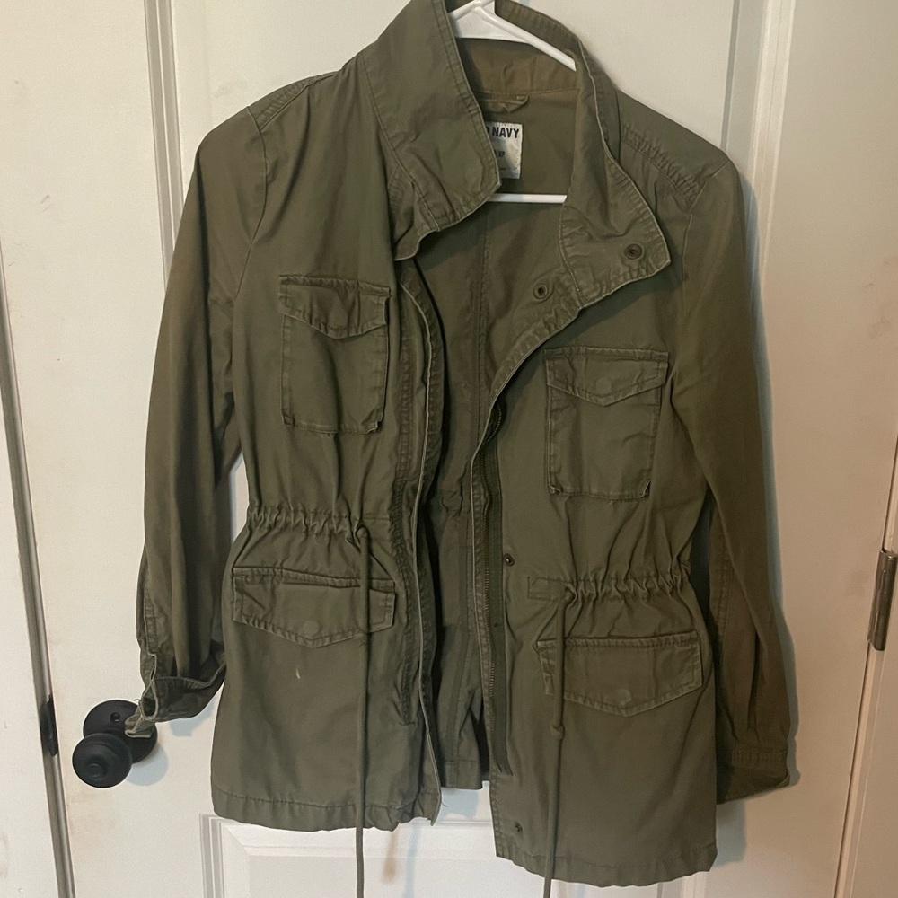 Army green canvas utility jacket